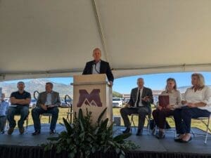 Jeremy Hafen speaking at MTECH groundbreaking